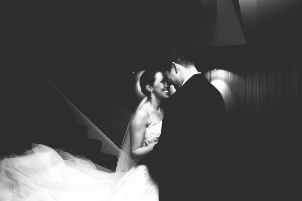 dynamic black and white wedding photography